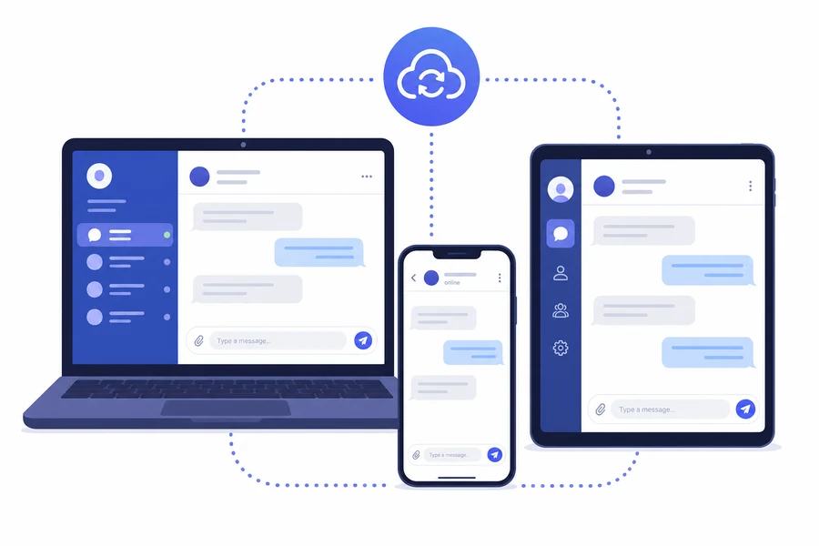 Синхронізація Telegram між ноутбуком, планшетом і смартфоном через хмару