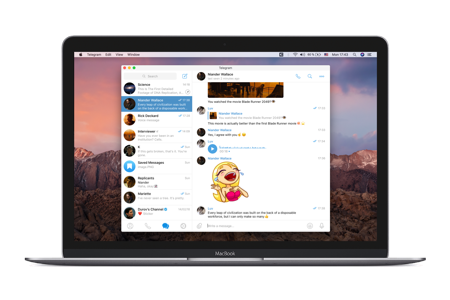 Telegram для macOS на ноутбуку MacBook